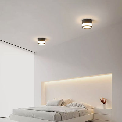 Modern Solid Color Cylinder Aluminum LED Flush Mount Light