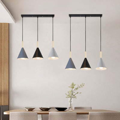 Lustre moderne et minimaliste à 3 lumières en bois de couleur unie 