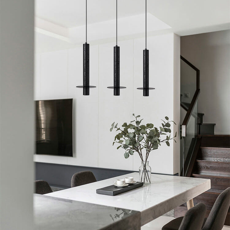 Modern Travertine Black Shade LED Pendant Light