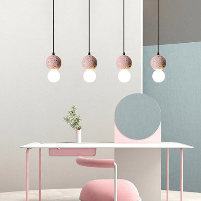 Contemporary Scandinavian Orb Terrazzo 1-Light Pendant Light For Bedroom