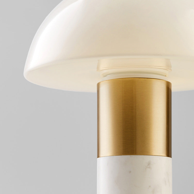 Modern Minimalist Light Luxury Mushroom Iron Glass Marble 1-Light Table Lamp