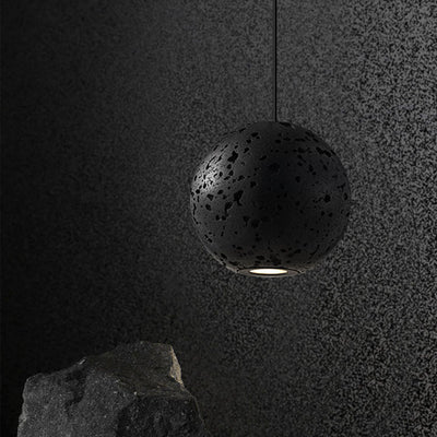 Lampe suspendue LED orbe en pierre à trou noir minimaliste moderne 