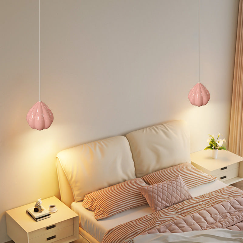 Modern Minimalist Cream Triangle Aluminum Resin 1-Light Pendant Light For Bedroom