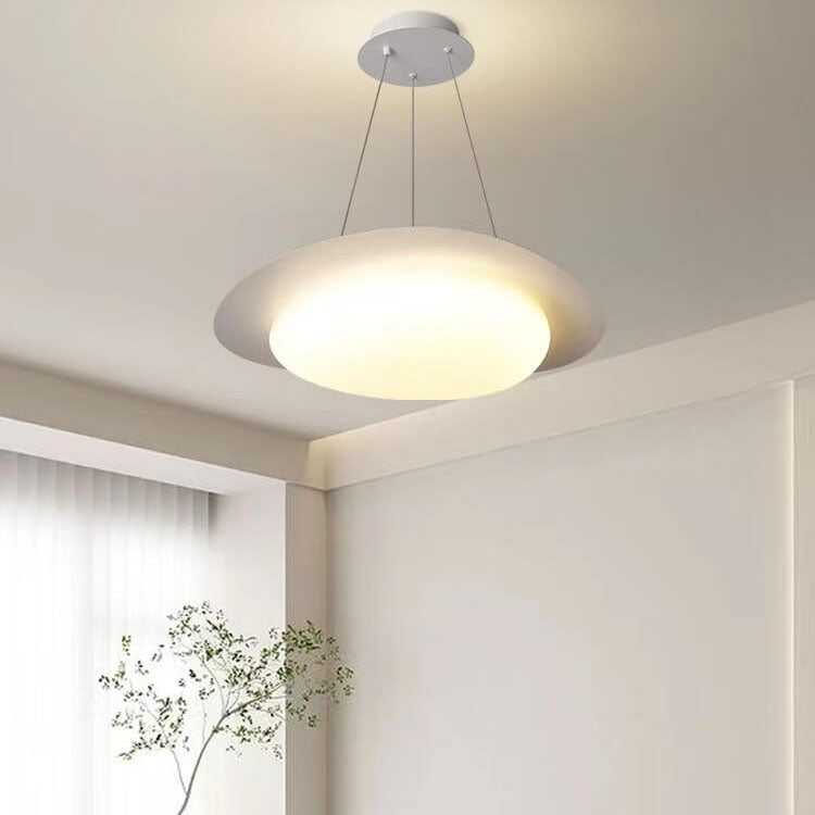 Nordic Minimalist White Pebble Acrylic Iron LED Pendant Light