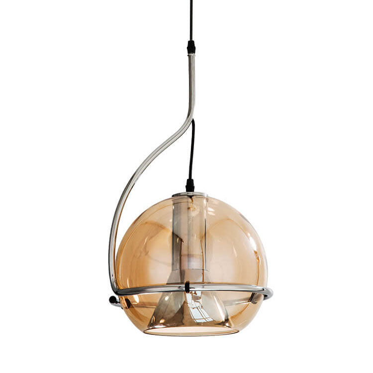 Modern Simplicity Iron Spherical Glass Shade 1-Light Pendant Light For Living Room