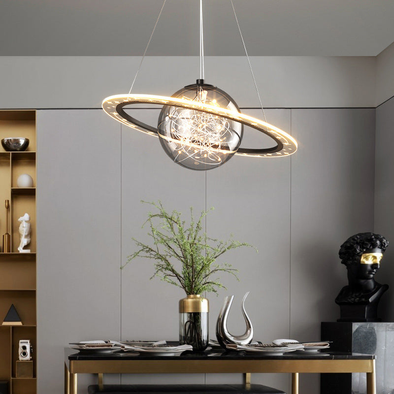 Lampe suspendue LED en acrylique, planète contemporaine, univers scandinave, pour salon 