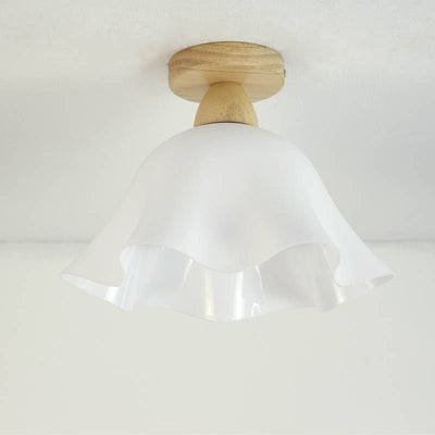 European Rustic Lotus Acrylic 1-Light Semi-Flush Mount Light