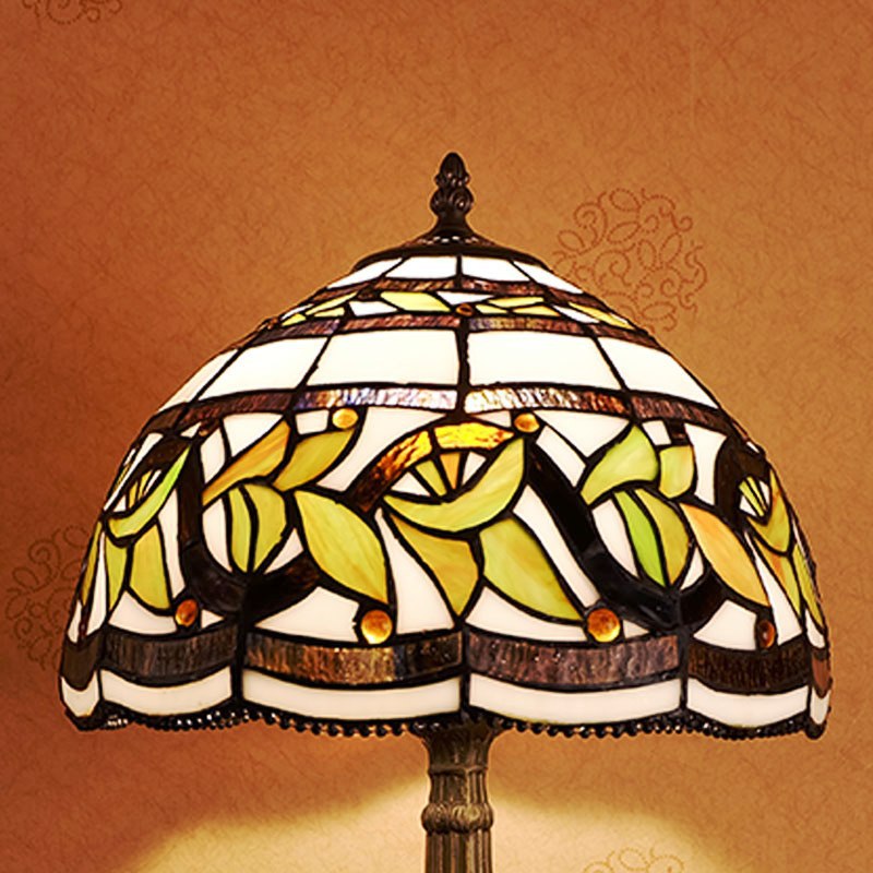 European Vintage Tiffany Glass Alloy 1-Light Table Lamp