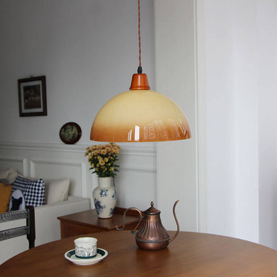 Suspension Luminaire 1 Lumière Dôme Jaune Dégradé Vintage Nordique 