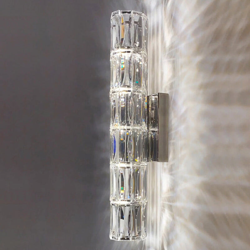 Modern Luxury Silver Crystal Column 3/4/6 Light Wall Sconce Lamp