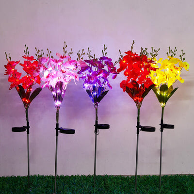 Modern Creative Simulation Phalaenopsis Solar LED Outdoor Patio Lawn Ground Insert Landscape Light