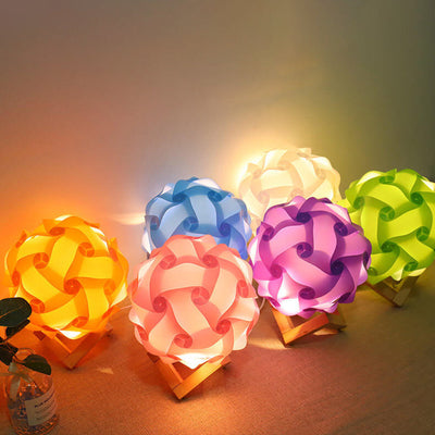 Kreative DIY runde Hortensien-Kombinations-Design-LED-Nachtlicht-Tischlampe 