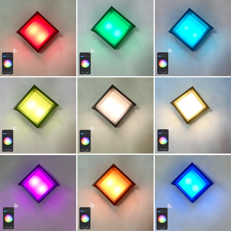 Moderne Smart Square APP, die wasserdichte LED-Wandleuchte dimmt 