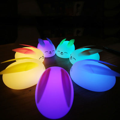 Lampe de table LED en silicone lapin créatif et moderne 