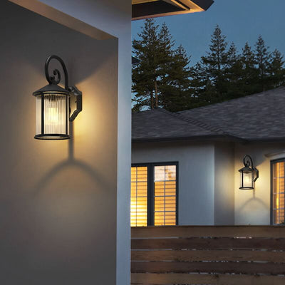 Modern Minimalist Glass Square 1-Light Outdoor Wall Sconce Lamp