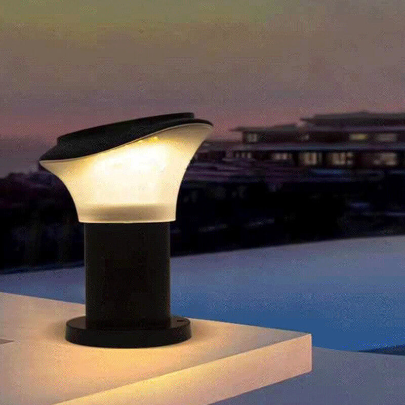 Solar Outdoor Slant Column Post Head ABS LED Patio Landscape Light