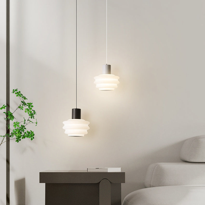 Contemporary Scandinavian Multi Tier Round Iron Rolled Plastic LED Pendant Light For Bedroom