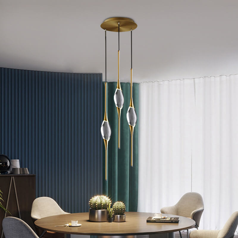 Modern Light Luxury Simple All-Copper Crystal LED Pendant Light