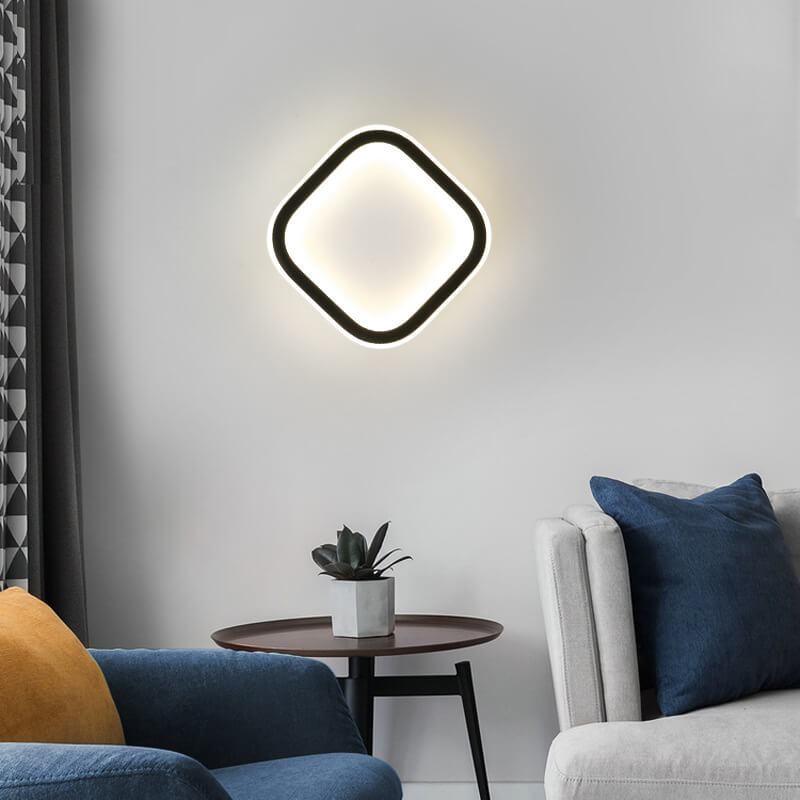 Nordic Minimalist Square Frame Iron PVC LED Wall Sconce Lamp