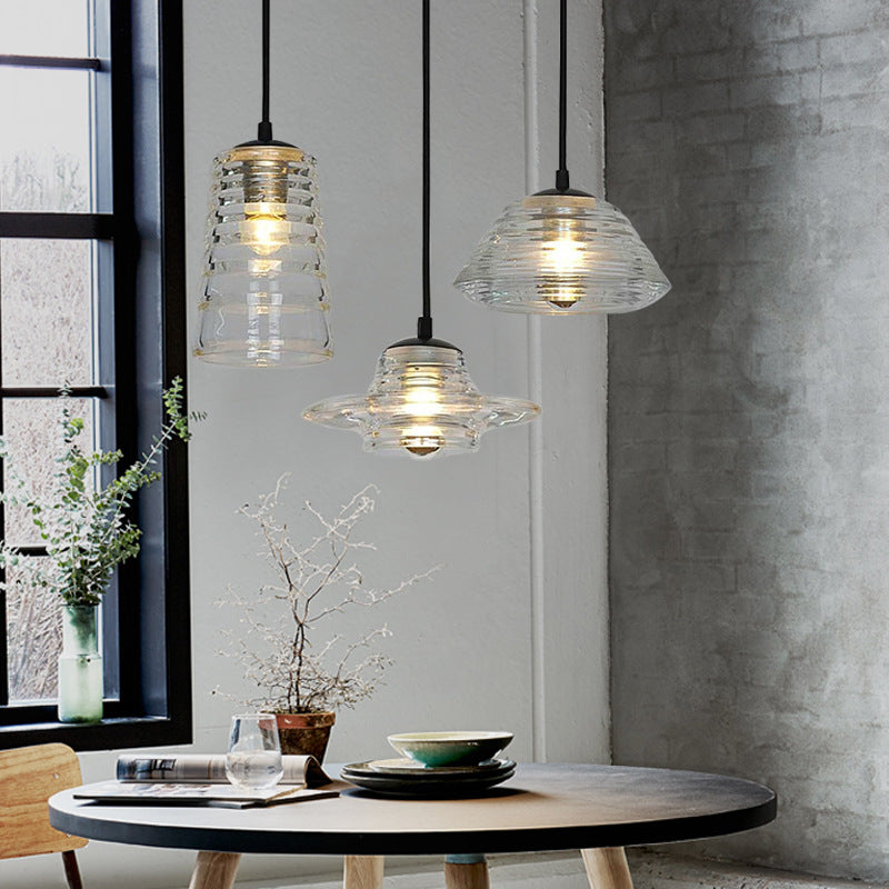 Modern Industrial Clear Glass Iron 1-Light Pendant Light