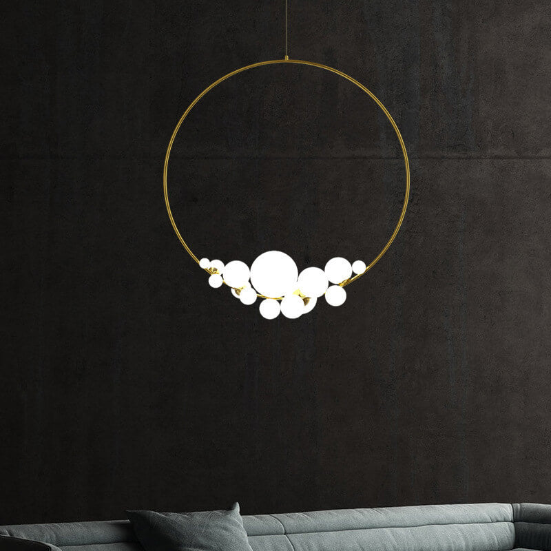 Lustre LED à boule de verre circulaire minimaliste moderne 