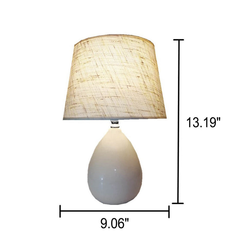 Nordic White Fabric Oval Ceramic Base 1-Light Table Lamp