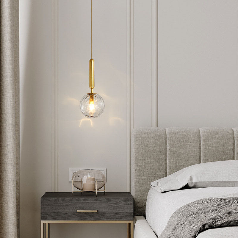 Nordic Light Lampe suspendue de luxe à 1 lumière en verre et cuivre à motifs d&