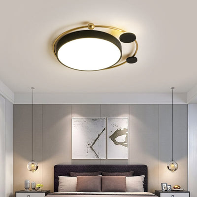 Modern Luxury Iron Circle Ring Acrylic Shade LED Flush Mount Ceiling Light For Living Room