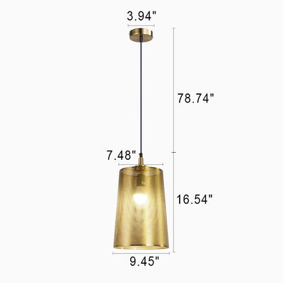 Nordic Minimalist Gold Metal Cylinder 1-Light Pendant Light