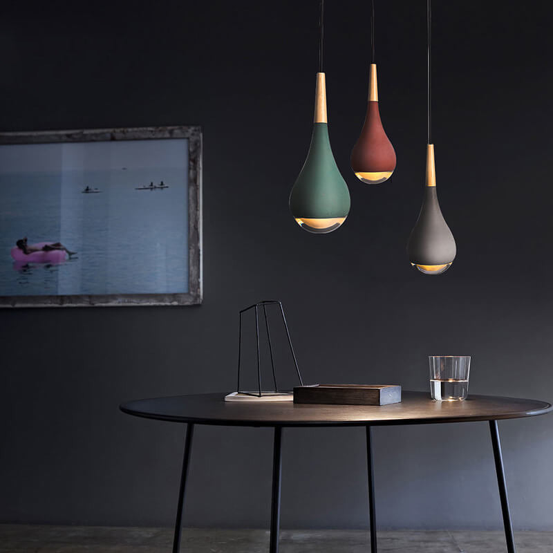 Nordic Industrial Water Drop Shape Cement LED Pendant Light