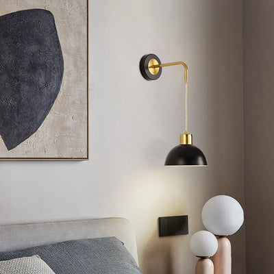 Modern Minimalist Half Circle Pendant Wire Iron 1-Light Wall Sconce Lamp For Bedroom