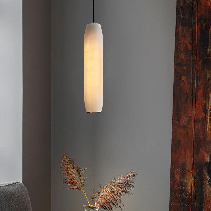 Lampe suspendue à 1 lumière en forme de colonne de marbre et de bronze de luxe nordique 