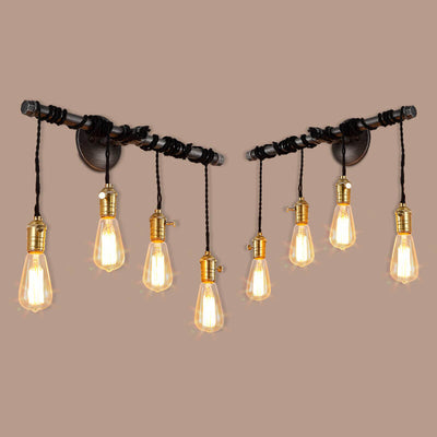 Industrial Vintage Water Pipes Strip Hanging  1/4 Light Wall Sconce Lamp