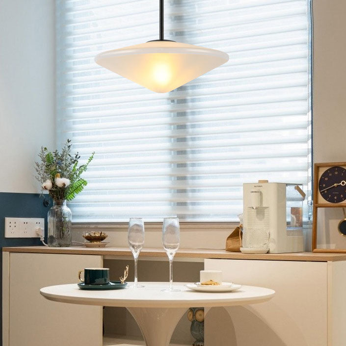 Nordic Light Luxe Lait Blanc Verre Triangle Rond 1 Lumière Suspension 