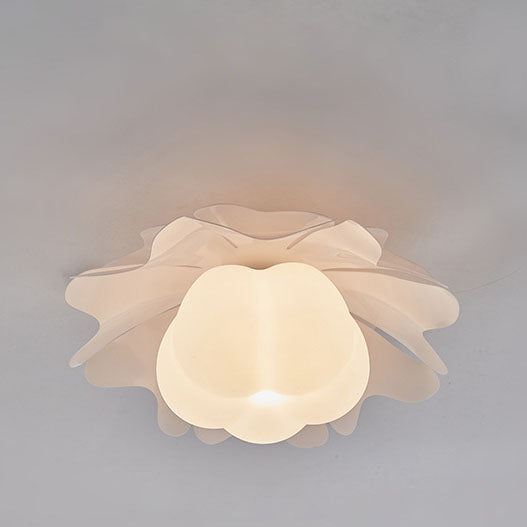 Contemporary Creative Cream Acrylic Petal Shade 1-Light Flush Mount Ceiling Light For Living Room