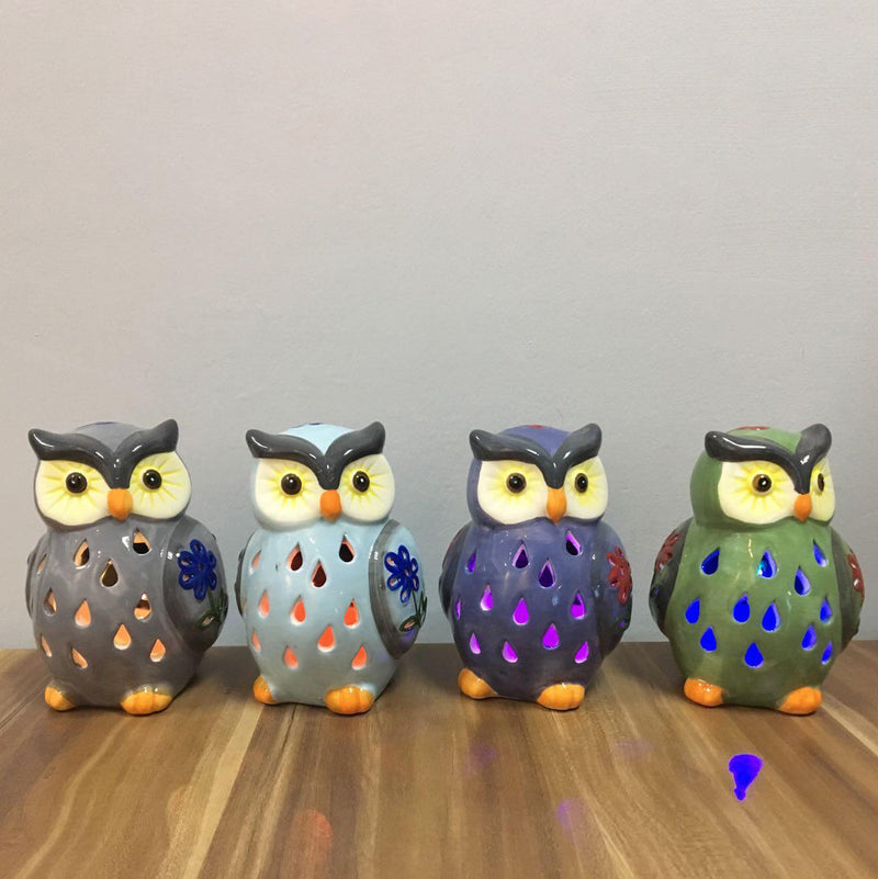 Creative Solar Ceramic Owl Outdoor LED Decorative Light