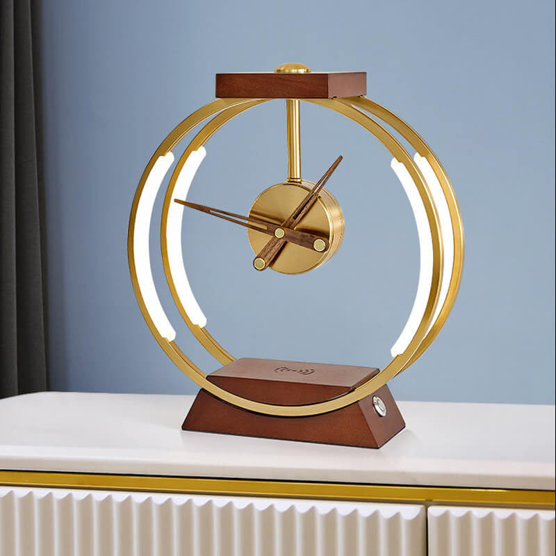 Modern Luxury Clock Design Wireless Charging LED Touch Table Lamp