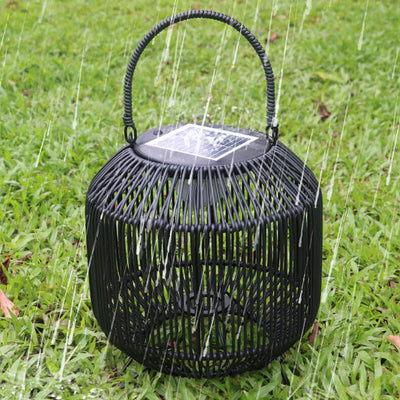 Modern Rattan Weaving Iron Portable Outdoor Waterproof Solar LED Lawn Landscape Light