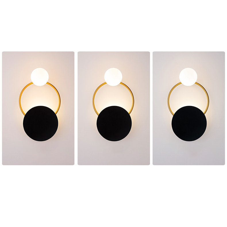 Nordic Light Luxury Round Iron Glass LED Wall Sconce Lamp