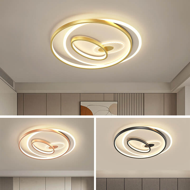 Creative Simple Circular Overlapping Dislocation Design LED Flush Mount Light