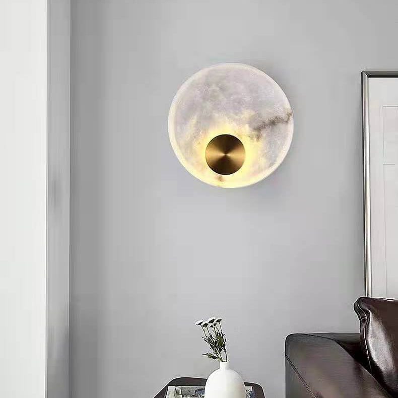 Nordic Resin Round Marble Pattern Design 1-Light Wall Sconce Lamp