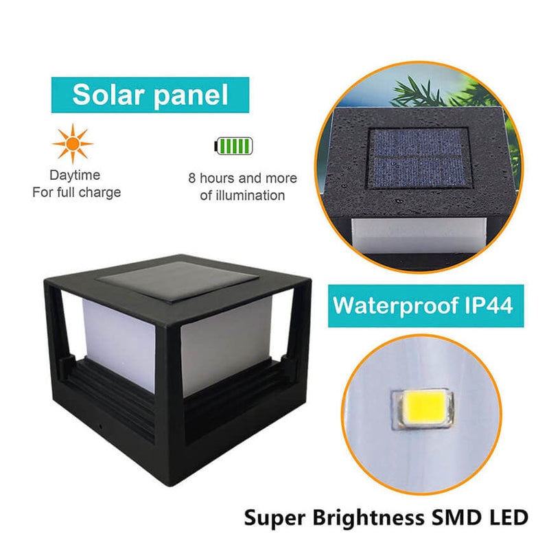 Modern Solar LED Waterproof Wall Column Head Lamp Outdoor Light