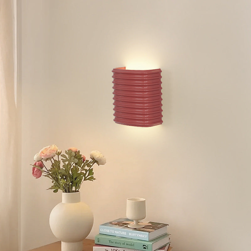 Modern Minimalist Half Cylinder Hardware Resin 1-Light Wall Sconce Lamp For Bedroom