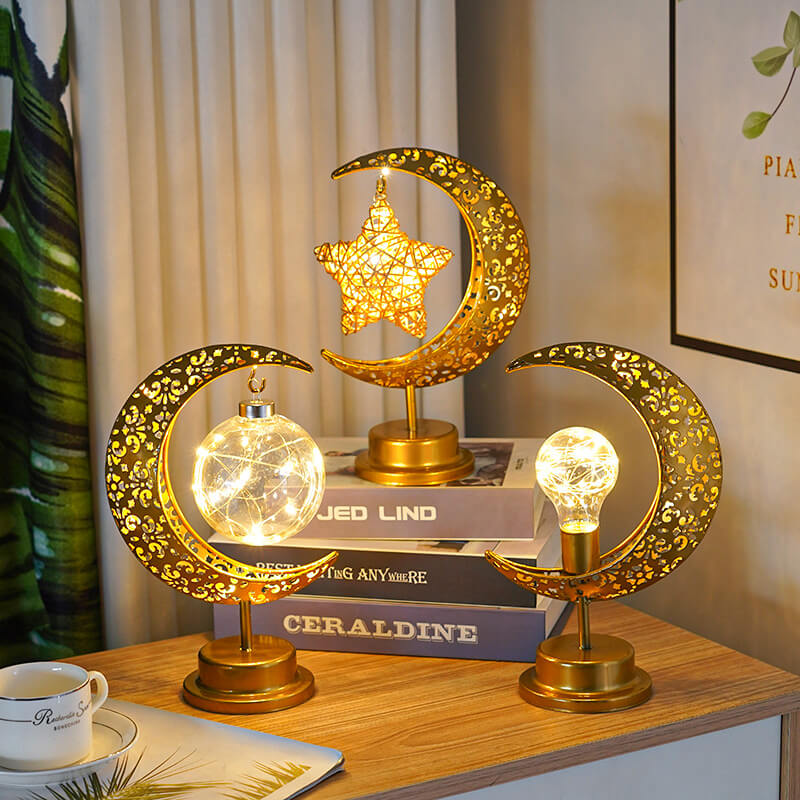 Muslim Festival Iron Moon Light Orb LED Decorative Table Lamp