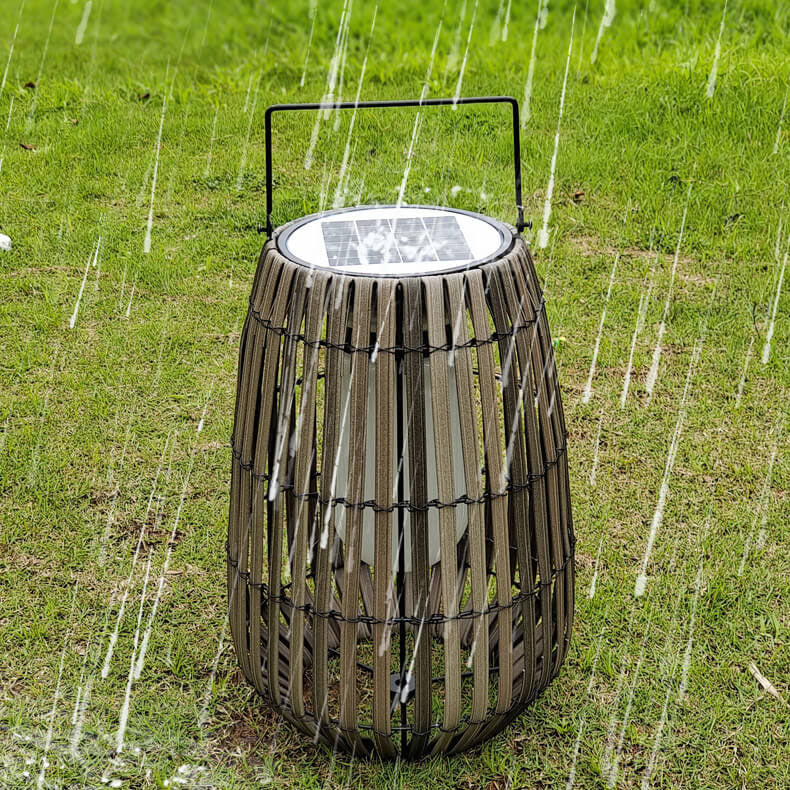 Modern Rustic Rattan Weaving Portable Outdoor Waterproof Solar LED Lawn Landscape Light