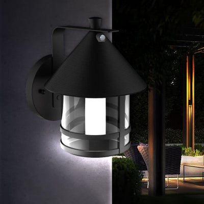 Solar Modern Cone Cage Body Sensor LED Outdoor Wall Sconce Lamp