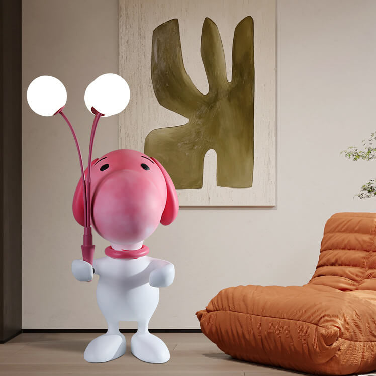 Modern Creative Snoopy Sculpture Resin 3-Light Table Lamp