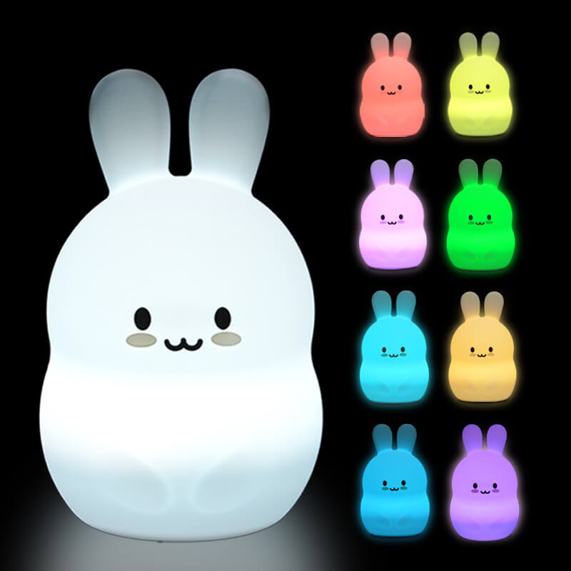 Lampe de Table LED USB en Silicone, lapin mignon et créatif moderne, veilleuse 