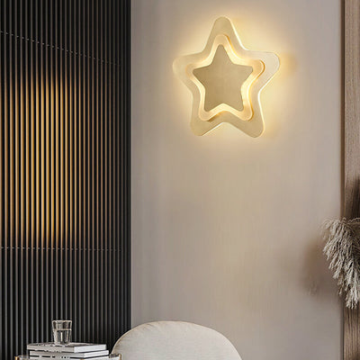 Applique murale LED en forme d'étoile en laiton de luxe nordique 