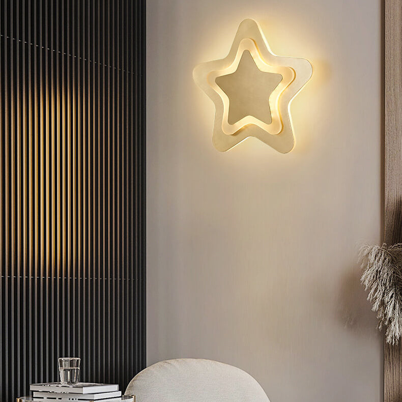 Nordic Luxury Brass Star Shape LED Wall Sconce Lamp